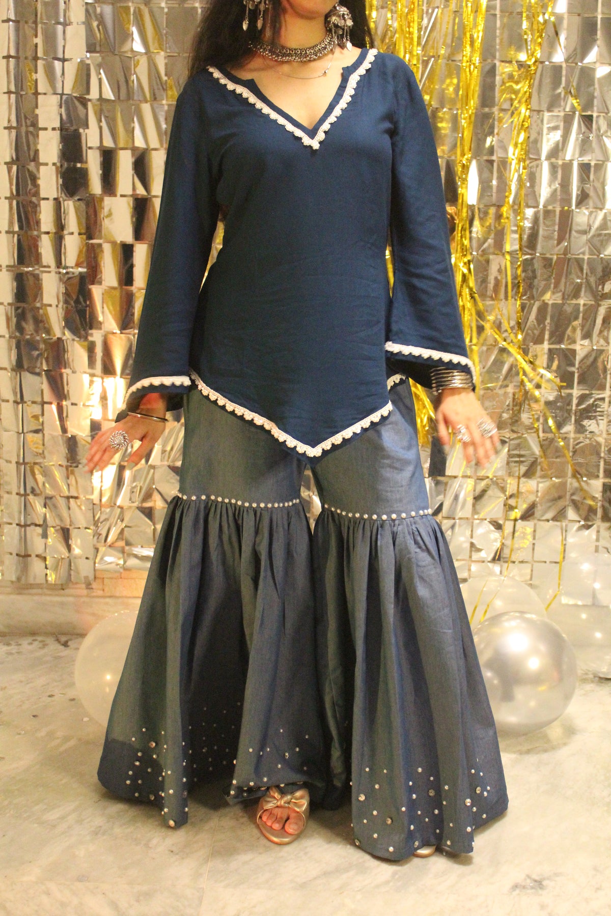 Denim Gharara KaurKala